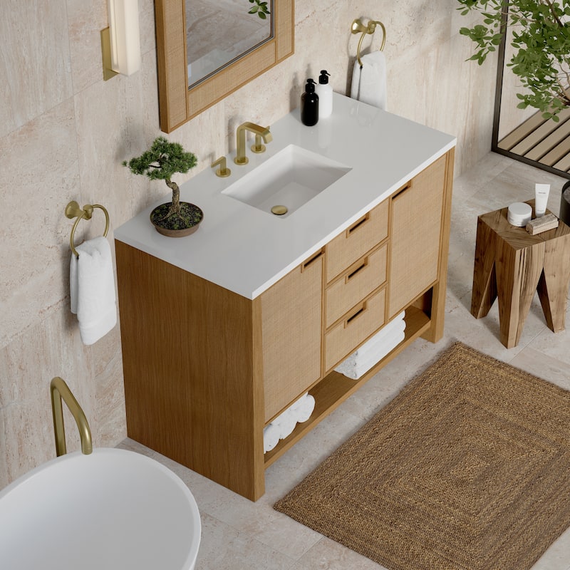 Solene 48" Single Vanity, Seaside Oak - 48 - White Zeus