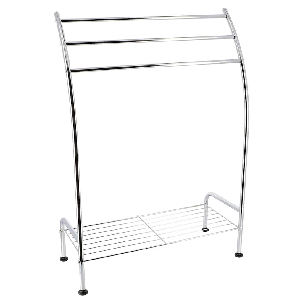 Freestanding Curved 3 Towels Stand with Shelf Chromed Metal - 22 5/8 L x 9.80 W x33.50 H