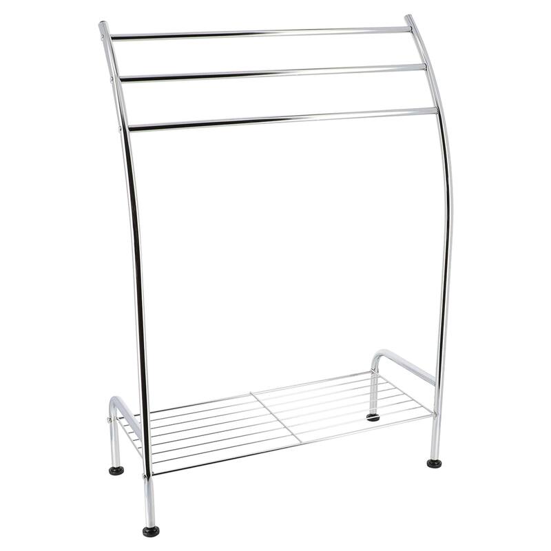Freestanding Curved 3 Towels Stand with Shelf Chromed Metal - 22 5/8 L x 9.80 W x33.50 H