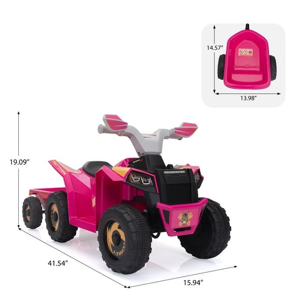 dimension image slide 1 of 3, Kids Electric ATV Toddler Ride on Car with Trailer