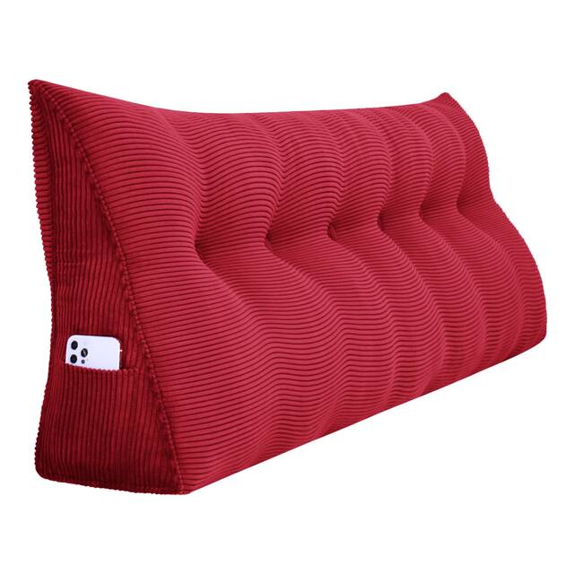 WOWMAX Large Reading Wedge Headboard Pillow for Bed Rest Back Support - California King - Red