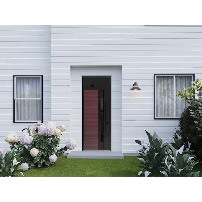 Front Exterior Prehung Steel Door Ronex 0162 Red Oak Entry Metal Painted W36xH80 Left hand Inswing