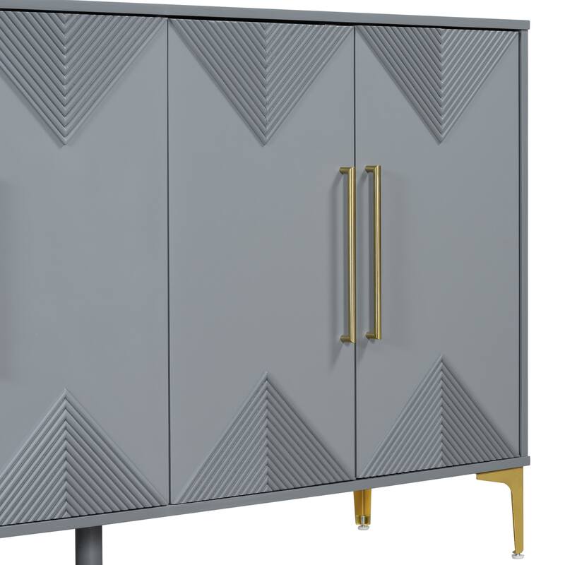 Grey Accent Cabinet Triangular Pattern Storage Cabinet Buffet Sideboard