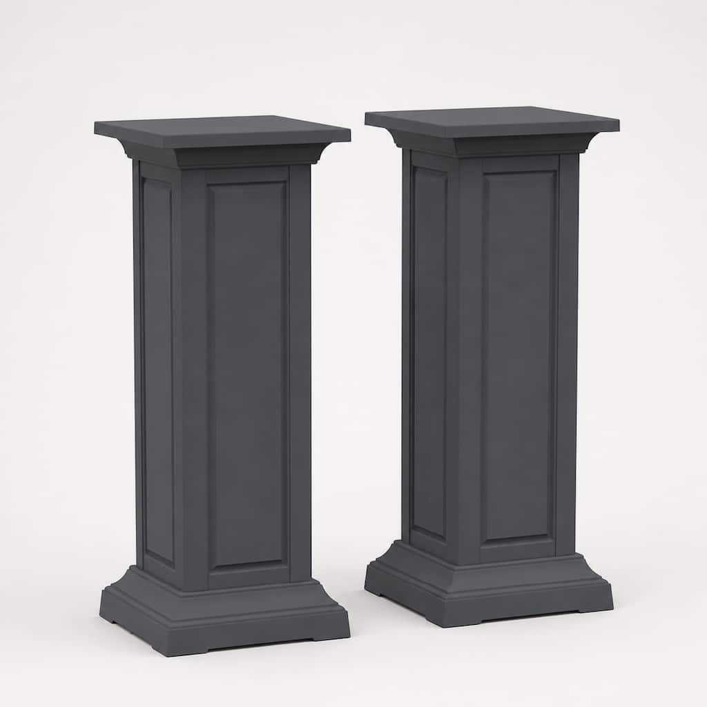 Black 2-Pack Tall Plant Stand Columns, Heavy Duty Outdoor Pedestals for Flower Pots
