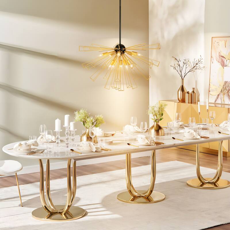 10-Light Modern Glam Gold Linear Sputnik Pendant Light Starburst Firework Semi-Globe Chandelier for Diving Room