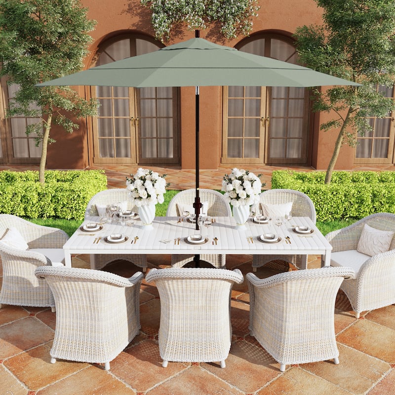 California Umbrella 11' Rd Golden State Series Patio Umbrella Bronze Aluminum Frame Crank Lift Collar Tilt Sunbrella