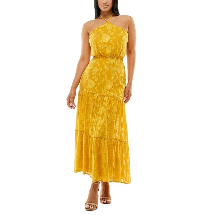 Speechless Junior's Burnout Halter Maxi Dress Yellow Size 5 - Bed Bath &  Beyond - 40631761