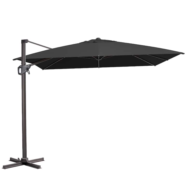 VredHom Patio Outdoor 9 FT x 11 FT Cantilever-Offset Umbrella with No Base - Black