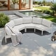 preview thumbnail 33 of 40, 2/4/6/8-Seat Modular All-Weather Aluminum Outdoor Sectional Sofa Set with Deep Seating Patio Conversation Set 4PC - Beige
