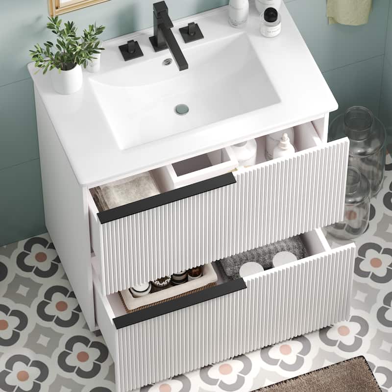 Bathroom Vanity with Ceramic Sink and Drawers