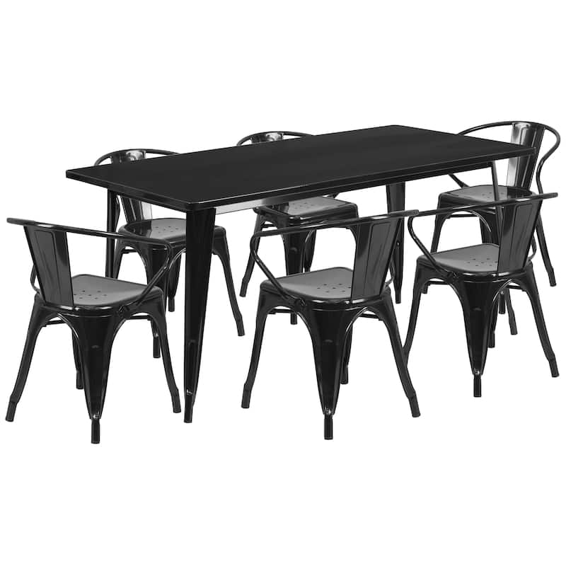 Rectangular Metal Indoor-Outdoor Table Set