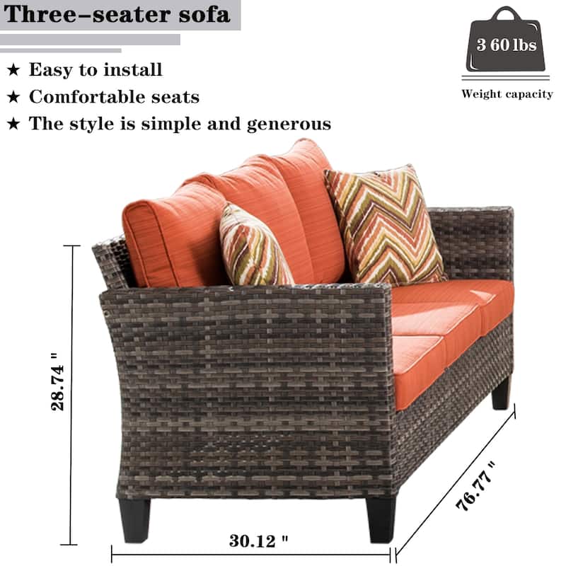 OVIOS 7-piece Patio Outdoor Wicker Conversation Set