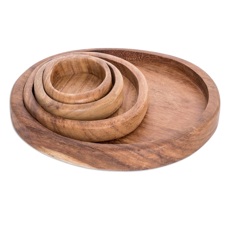Novica Handmade Delicacy Family Wood Snack Plates (Set Of 4)