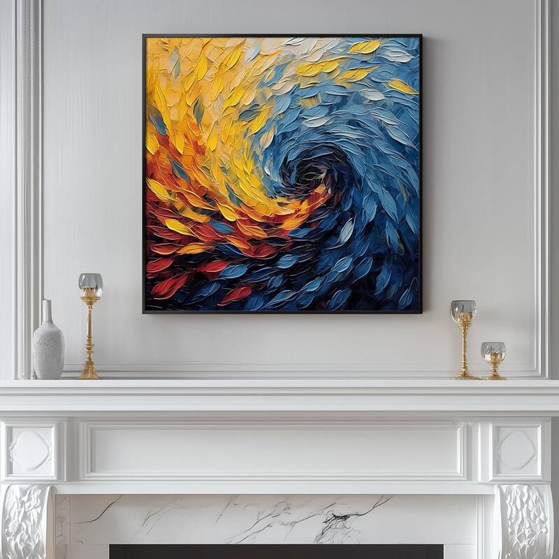 Framed Blue Modern Abstract Wall Art