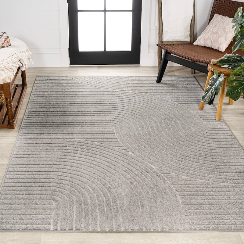 JONATHAN Y Odense Minimalist Curve Geometric Gray/Ivory Area Rug