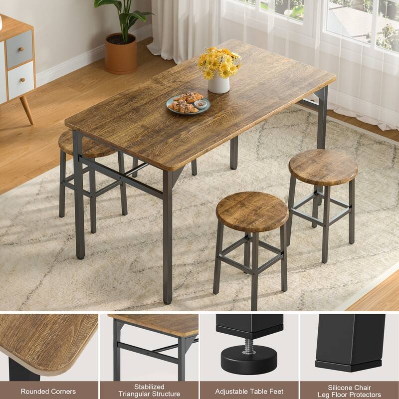 5-Piece Kitchen High Bar Dining Table and Chair Set for Pub and Dining Room