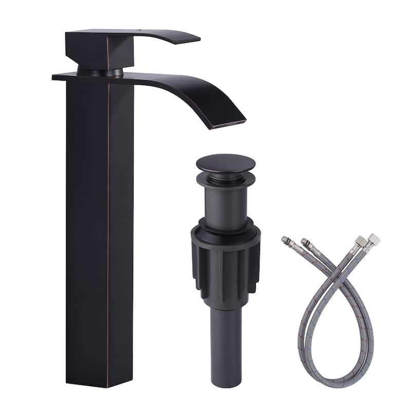 WOWOW Single Handle Single Hole Waterfall Bathroom Vessel Faucet - Oil Rubbed Bronze