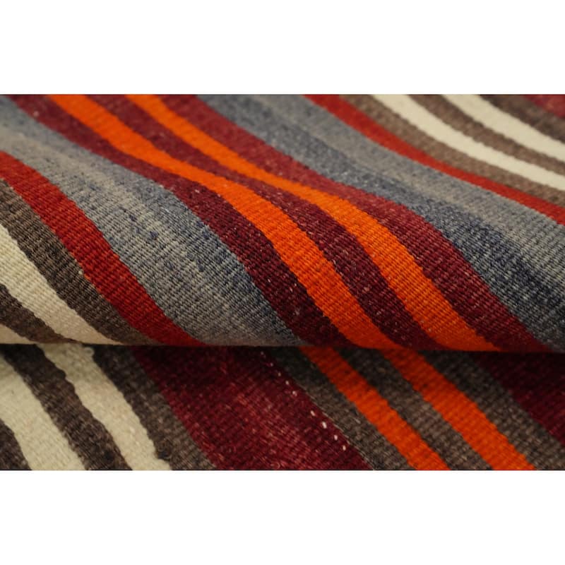 Hand Woven Oriental 100% Wool Carpet Southwestern Geometric Multi-Colored Kilim Area Rug - 11' 0'' X 5' 0''