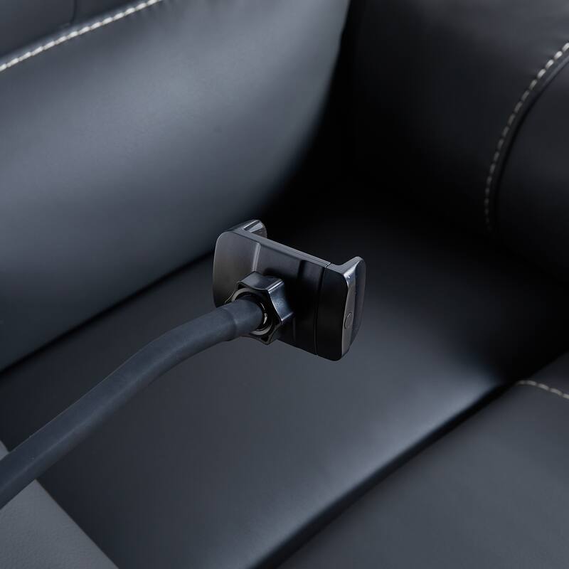Black Power Recliner with Massage, Heat, USB, Phone Holder, and Side Pockets