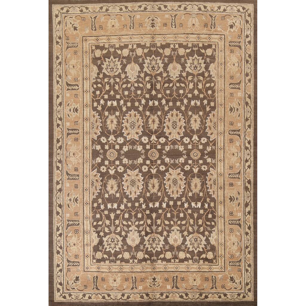Floral Savonnerie Oriental Wool Area Rug Handmade Living Room Carpet - 8'0" x 10'1" - 8'0" x 10'1"