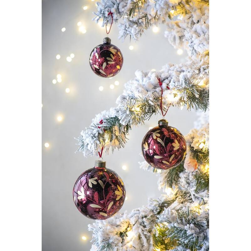 D3" Christmas Ball Ornaments, Glass Decorative Hanging Ball Christmas Tree Ornaments for Holiday, Set of 12