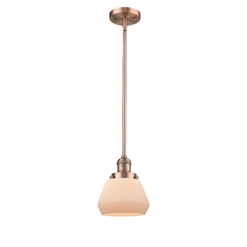 Innovations Lighting Fulton Single Light 7" Wide Mini Pendant with - Antique Copper / Matte White Cased
