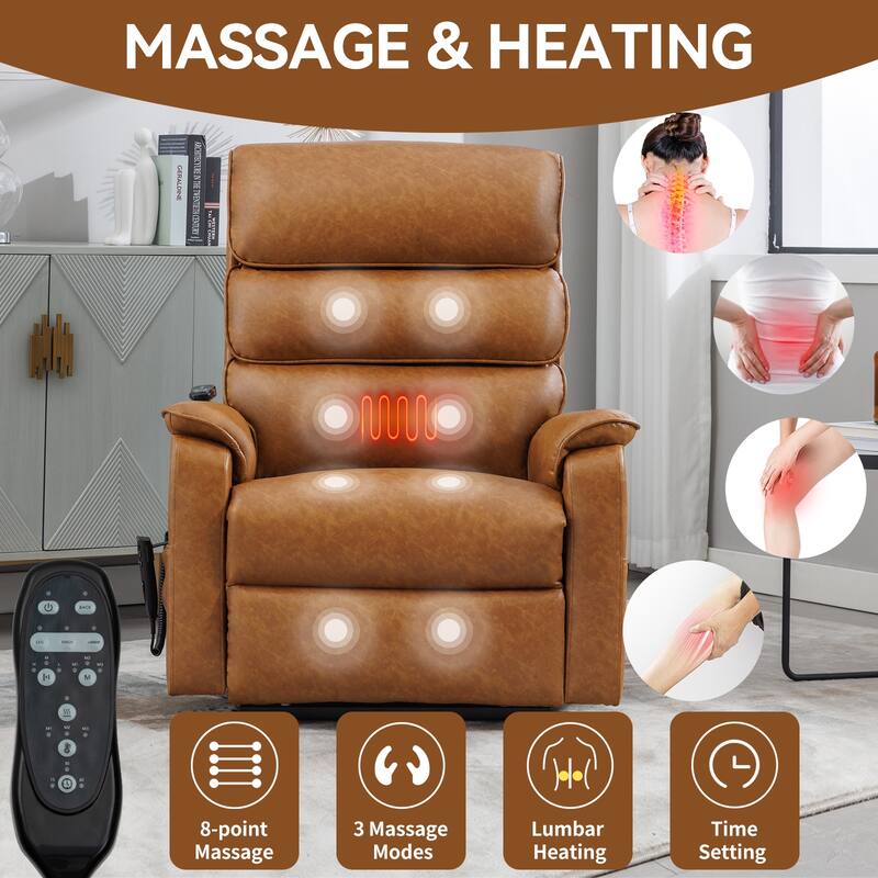Dual Motor Infinite Position Power Lift Recliner Chair with Power-Remote, Heat Massage and Heavy Duty Motion Mechanism