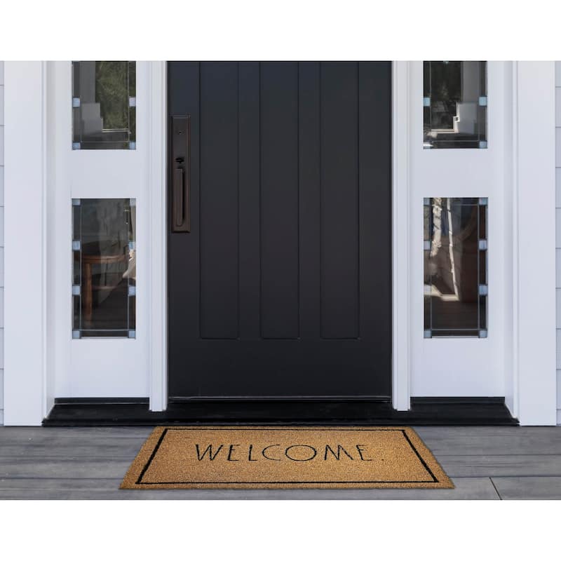 Rae Dunn Eviromentally Friendly Coir Welcome Mat - 24" x 36" - WELCOME