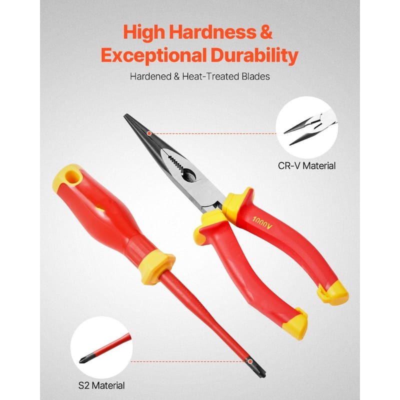50 Piece Insulated Tool Set 50 for Electricians with Tools Handles and Tool Bag - 15.94 x 8.26 x 9 in