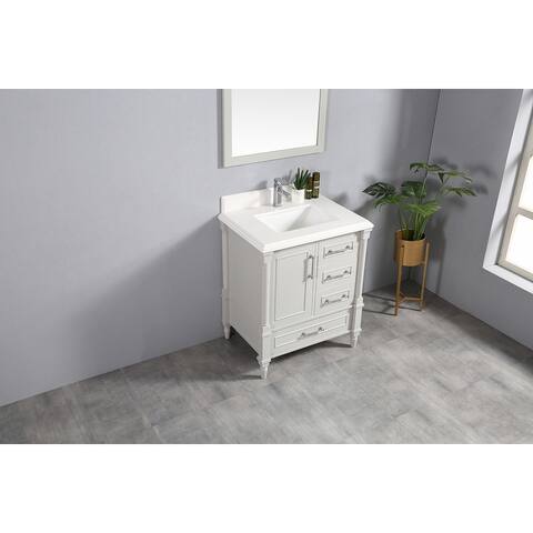 30 in. W x 22 in. D x 36 in H Willow Collections Aberdeen Single Sink Bathroom Vanity with Quartz or Marble Top