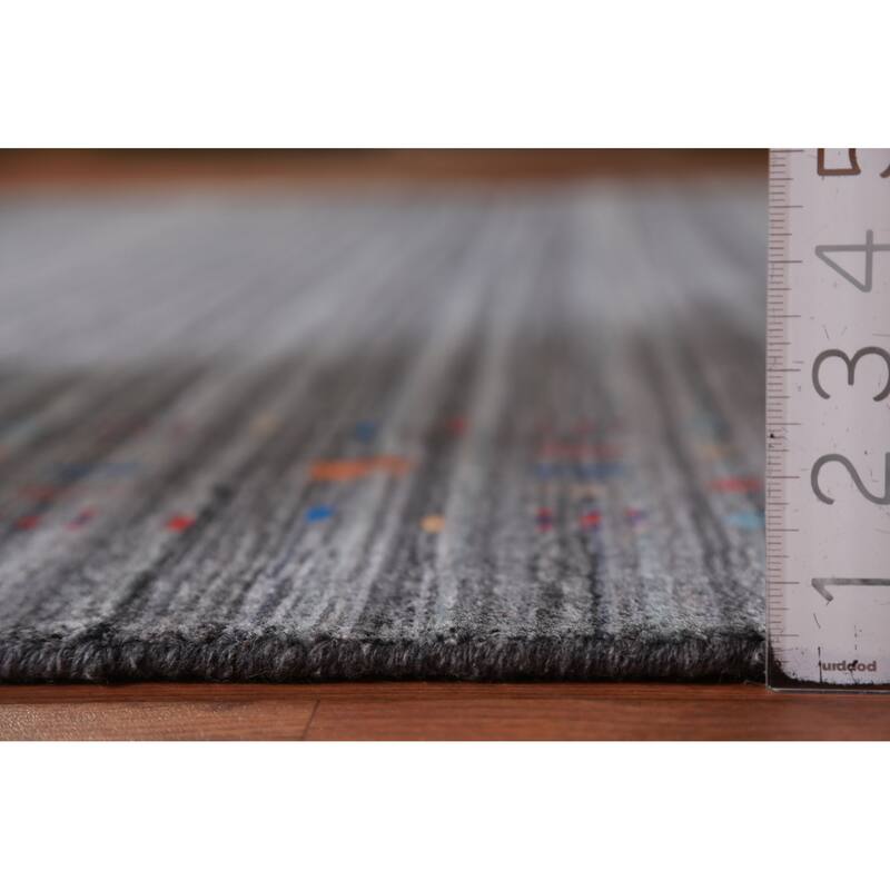Hand Knotted Oriental 100% Wool Carpet Tribal Tribal Greys & Charcoal Gabbeh Area Rug - 10' 1'' X 8' 3''