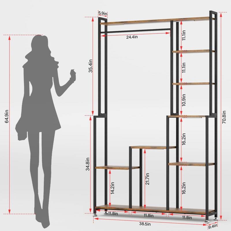 Large Plant Stand Indoor with Grow Light, 71"Tall Plant Shelf, 8 Tiered Heavy-Duty Metal Plant Stand, Flower Stand Display Rack