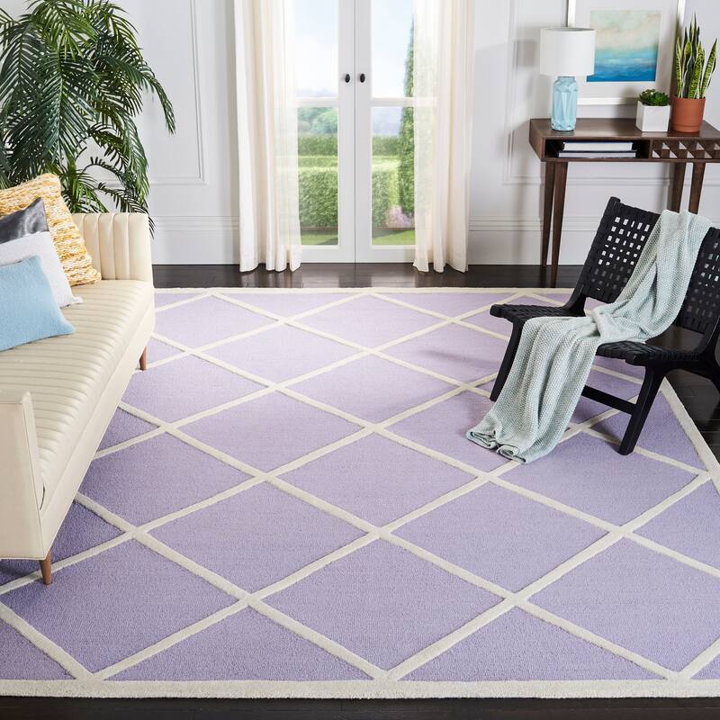 SAFAVIEH Handmade Cambridge Vija Modern Moroccan Wool Rug - 8' x 10' - Lavander/Ivory
