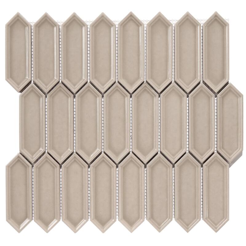 Forio 1.2" x 4.2" Picket Glossy Porcelain Mosaic Tile - 5 sheets (4.80 sf) - Tan