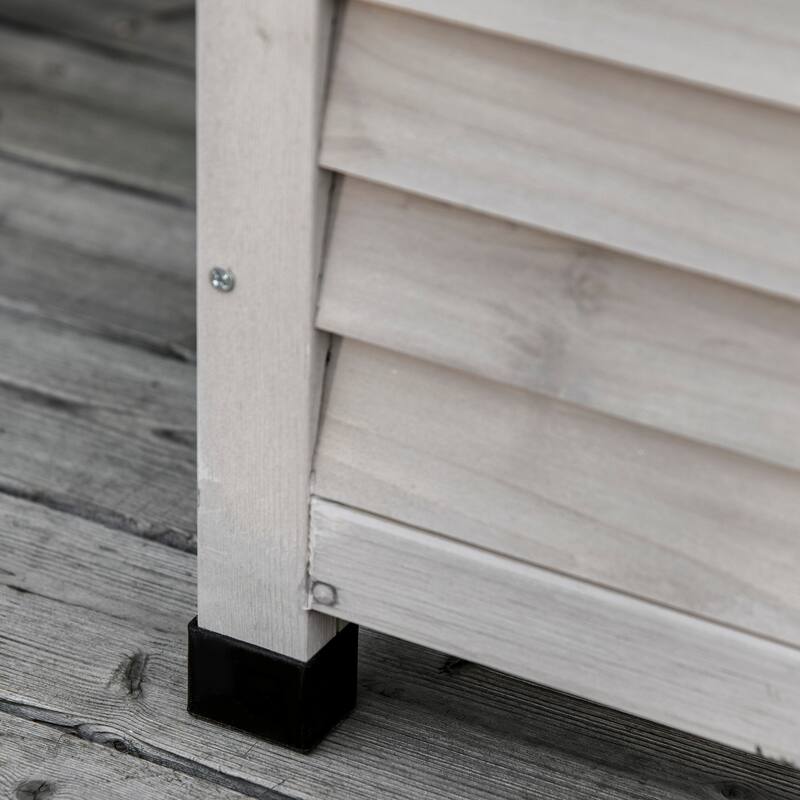 ​​Grey Rustic Fir Wood Storage Deck Box with Ventilation Gaps and Seat for Patio Garden and Workshop​