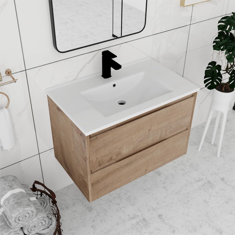 Bathroom Vanity With Sink In 24/28/30/60 Inch, Floating Bathroom Vanity With Soft Close Drawer