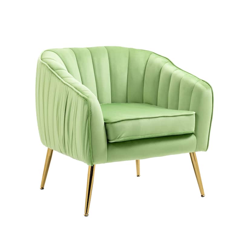 Velvet Accent Chair with Ottoman