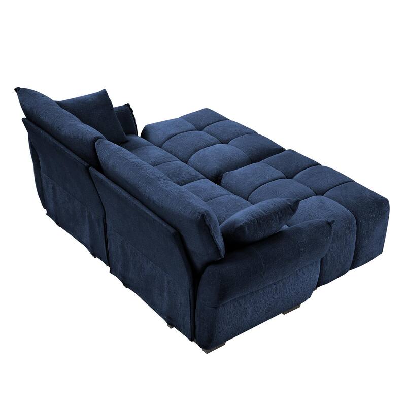 78.7" Chenille 2-Seater Sectional Sofa with 2 Ottomans