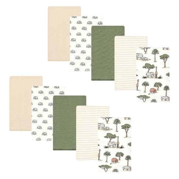 slide 1 of 1, Hudson Baby Cotton Flannel Burp Cloths, Going On Safari 10-Pack, One Size - Going On Safari 10-Pack - One Size One Size - Going On Safari 10-Pack