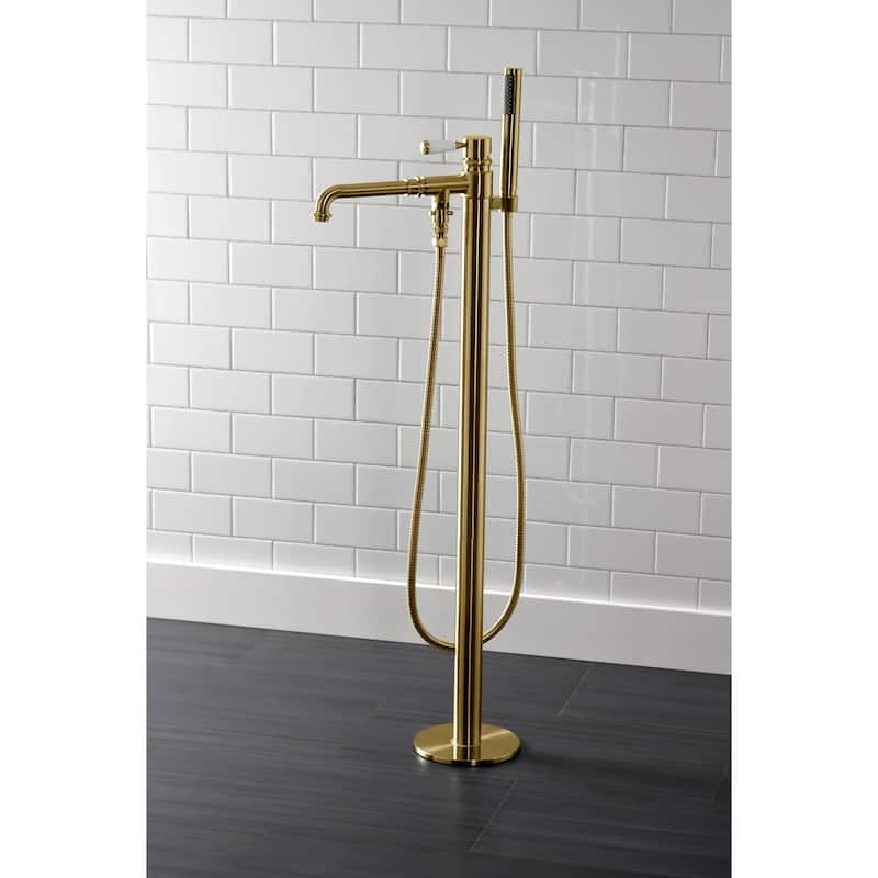 Kingston Brass Paris Floor Mounted Tub Filler with Built-In Diverter �