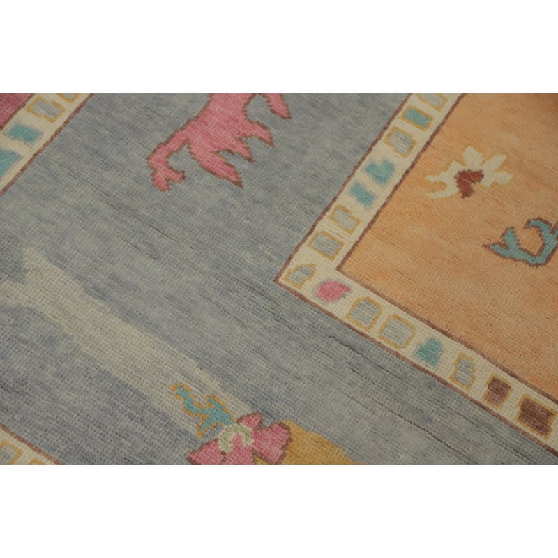 Vegetable Dye Geometric Gabbeh Turkish Large Rug Handmade Wool Carpet - 13' 10'' X 10' 5''