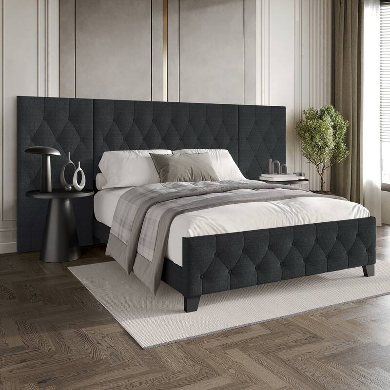 CraftPorch Modern Button Tufted Diamond Bed