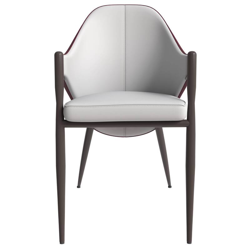 Sante Upholstered Leather Dining Chair with Powder Coated Steel Legs by LeisureMod