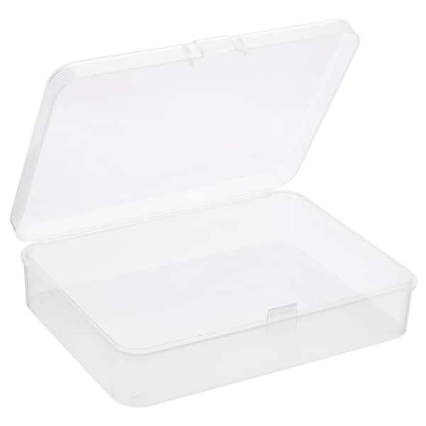 4pcs Clear Storage Container w Hinged Lid Plastic Rectangular Box Bed