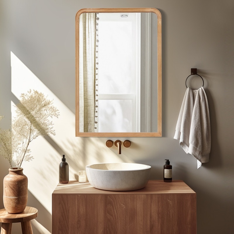 24" x 36" Rounded Rectangle Decorative Farmhouse Wall Mirror