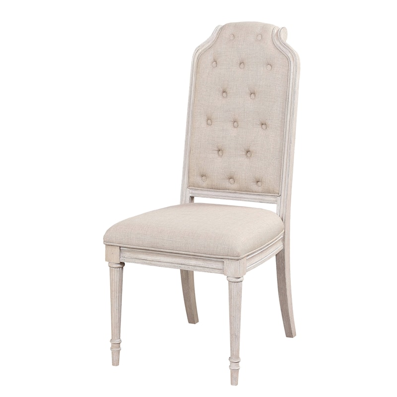 Beige and Antique Champagne Tufted Back Side Chairs (Set of 2)