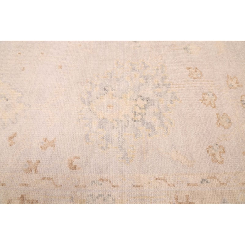 ECARPETGALLERY Hand-knotted Modern Oushak Light Grey Wool Rug - 6'0 x 8'10