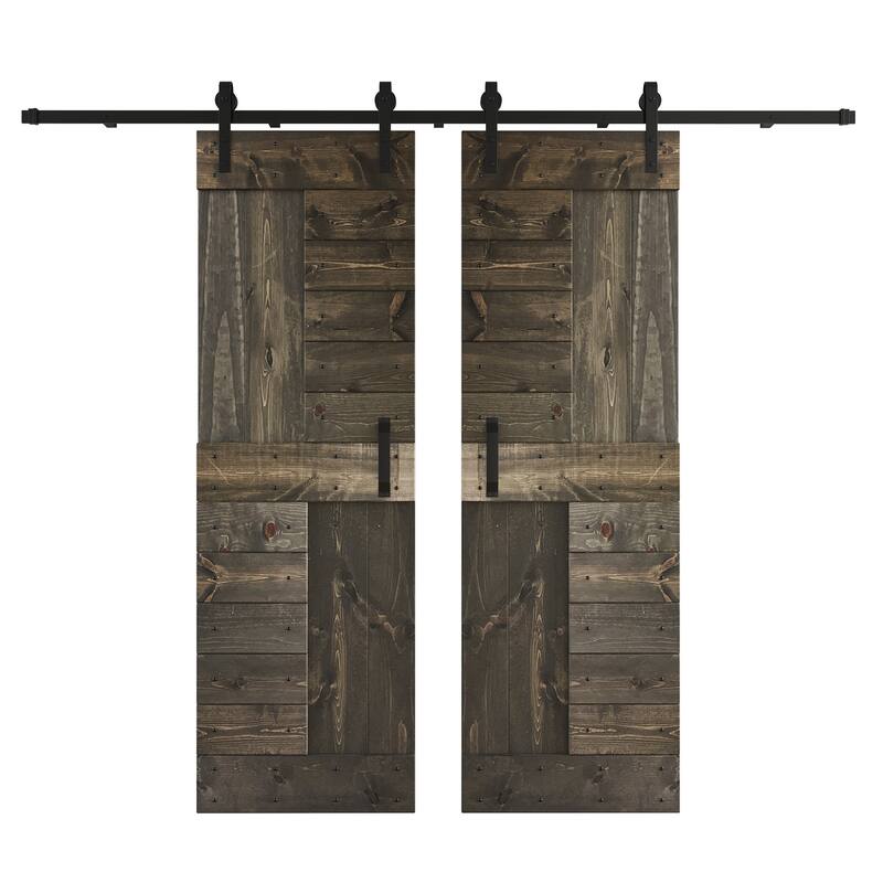 Coast Sequoia 48in/60in/72in/84in x 84in S Series Pine Wood Double Sliding Barn Door With Hardware Kit