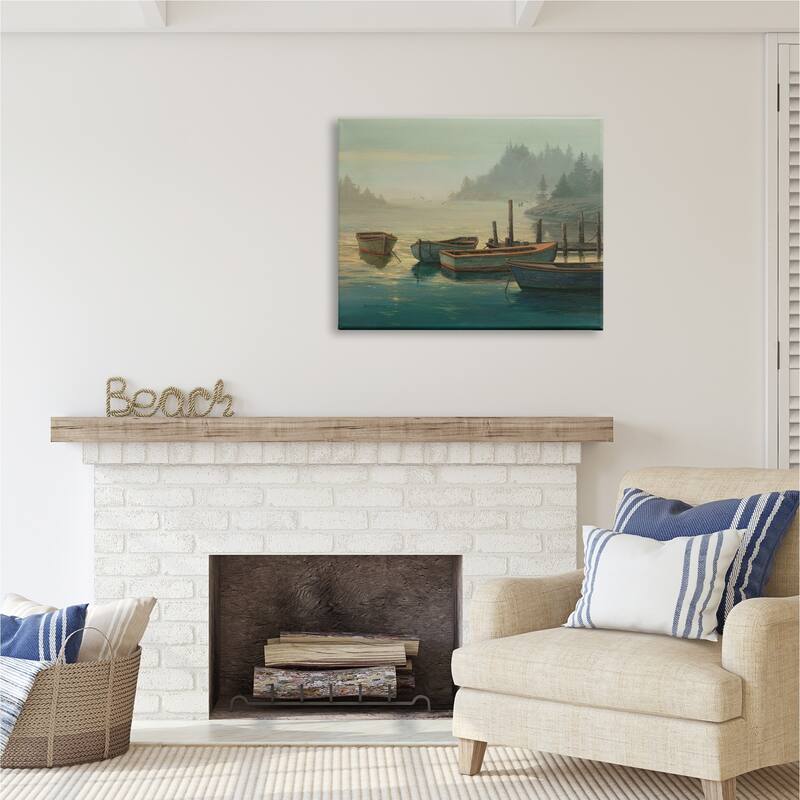 Stupell Docked Boats Landscape Canvas Wall Art Design by Michael Humphries