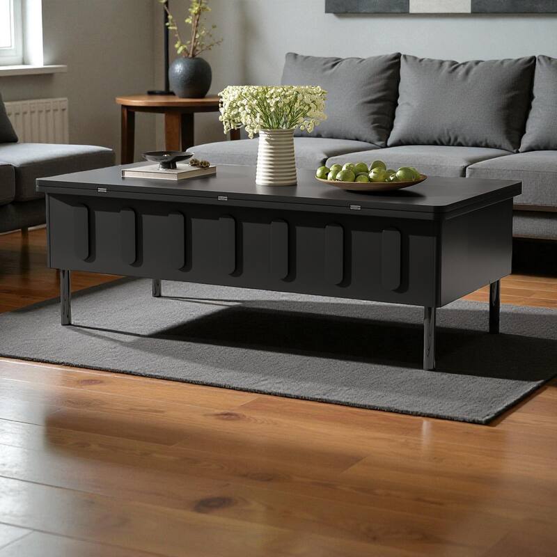 Lift-Top Coffee Table with Hidden Storage and Drawers, Foldable Adjustable Center Table for Living Room, Modern MDF Design